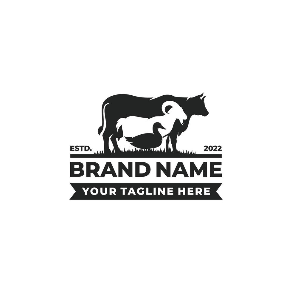 Farm animal logo design vector