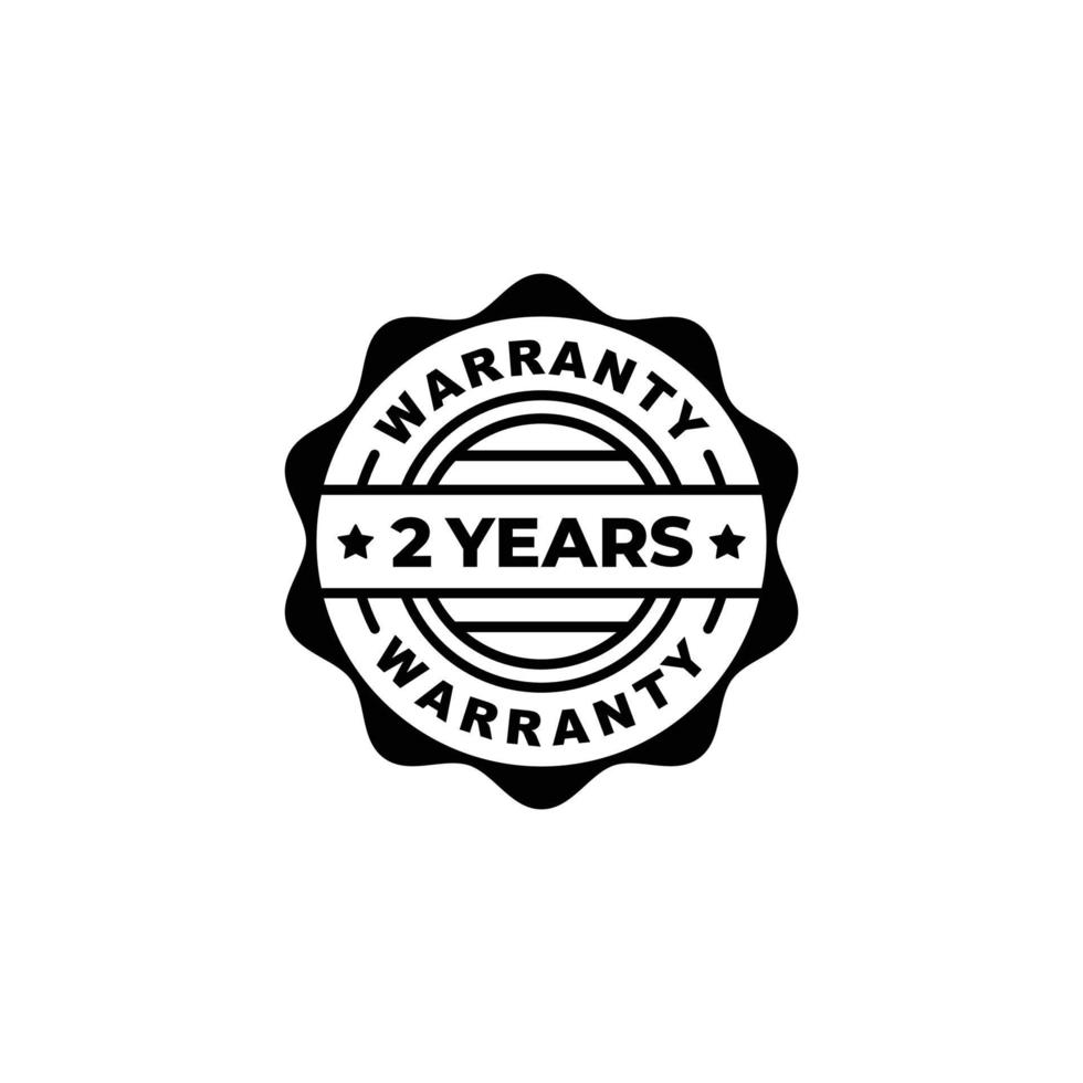 Two years warranty stamp label vector