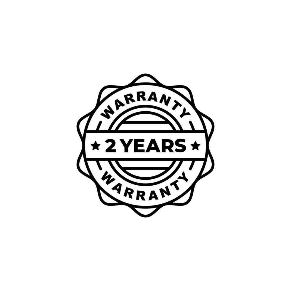 Two years warranty stamp label vector