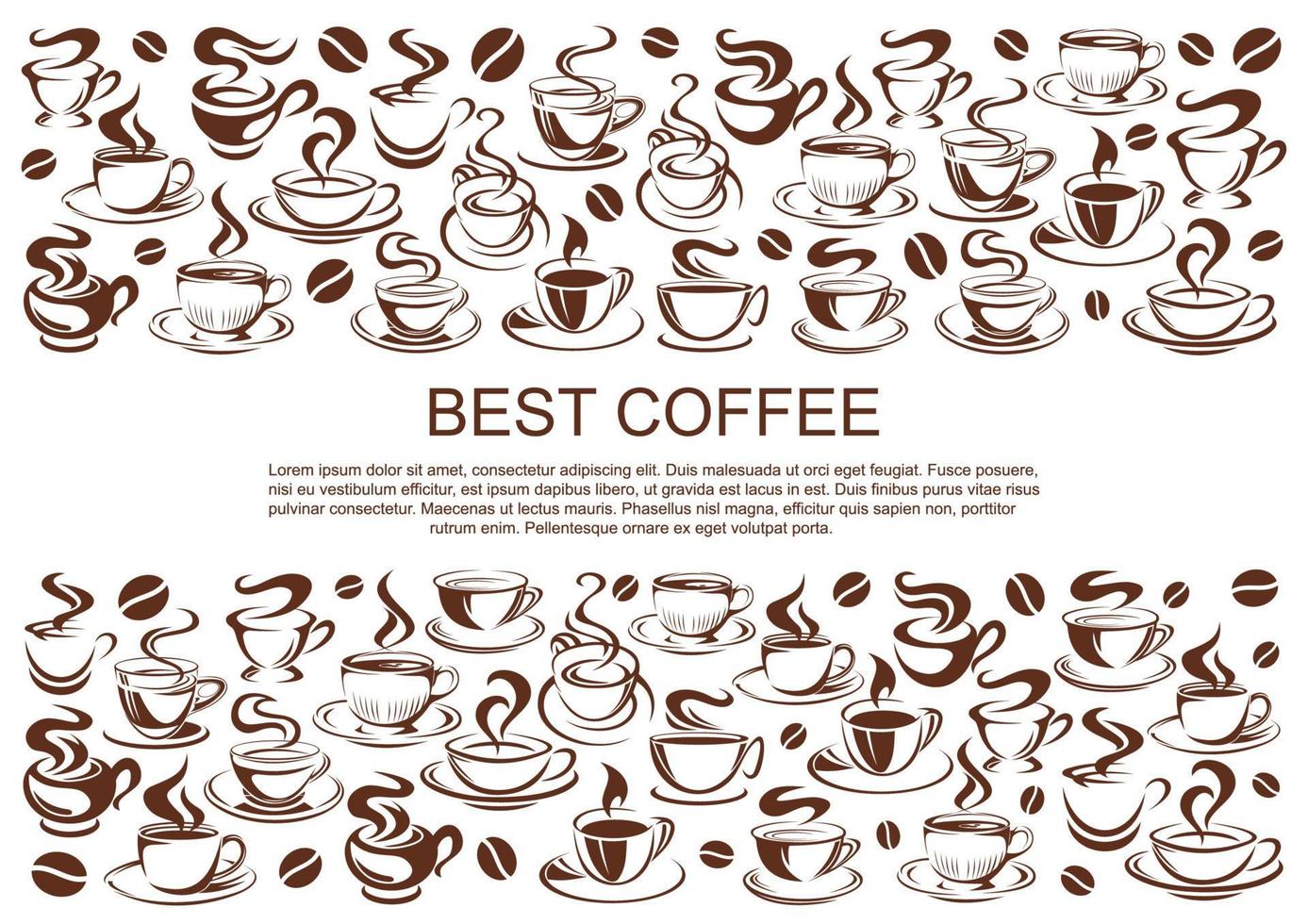 Vector coffeehouse cafe poster of coffee cups