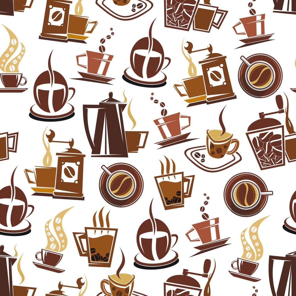 Coffee and beans vector pattern