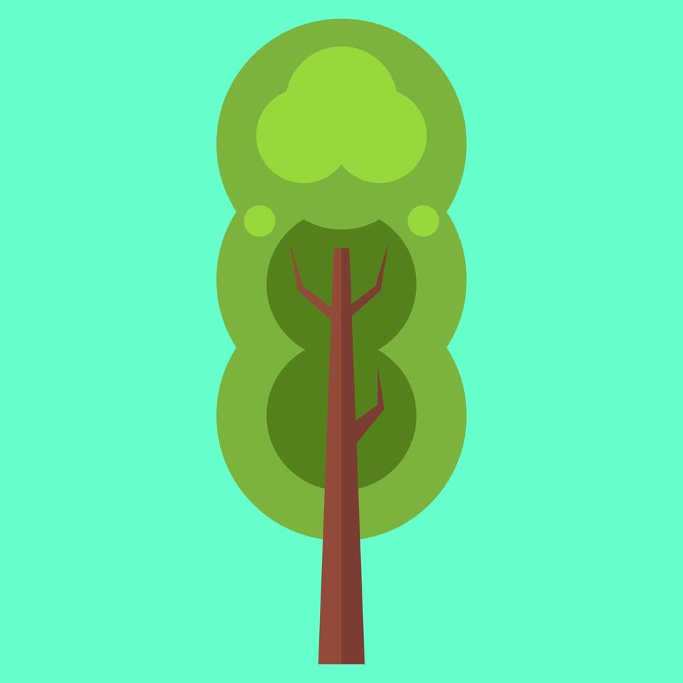 elemento de ilustración de árbol plano. diseño minimalista de árbol. apto para elemento de diseño plano moderno. pasos vectoriales 10. vector