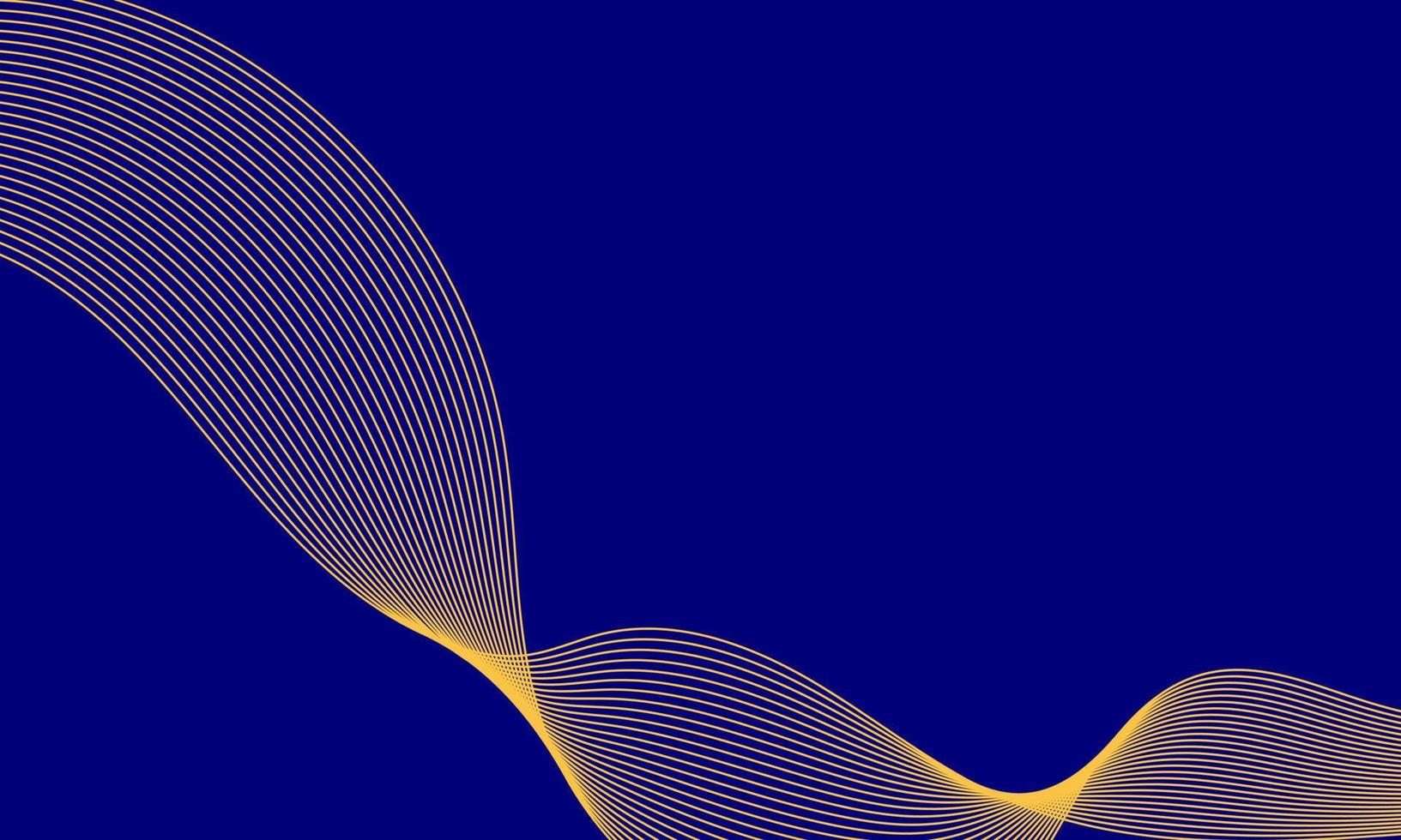 abstract blue wavy background gold line vector