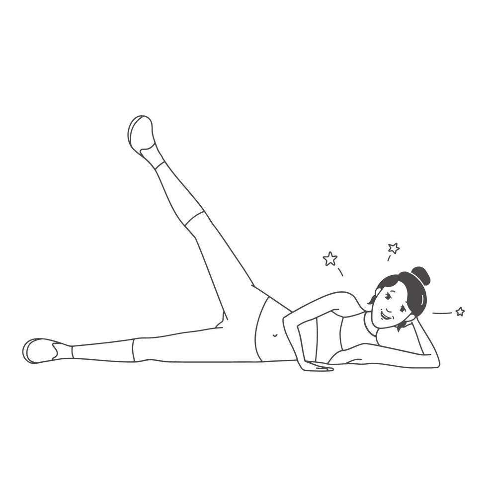 contour illustration girl doing fitness vector