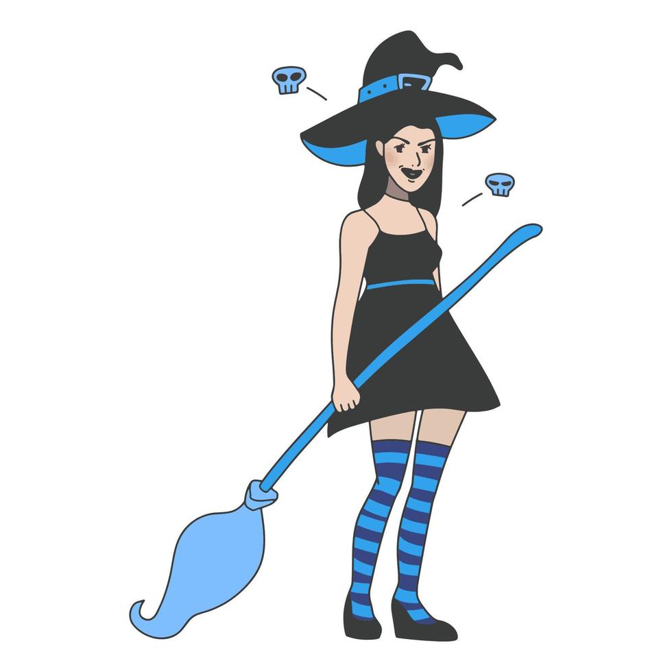 illustration girl in a witch costume for halloween vector