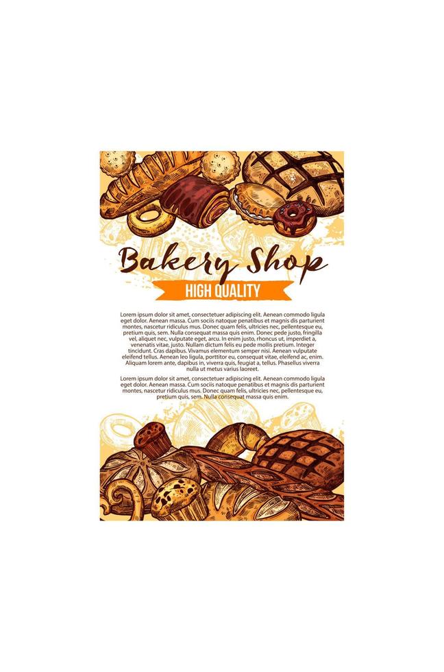 Vector sketch bread poster for bakery shop