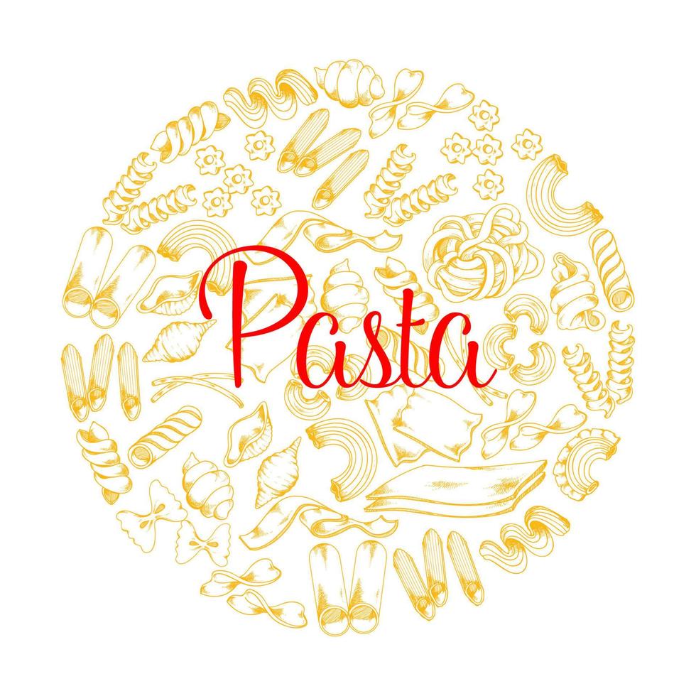 cartel de vector de pasta italiana para restaurante