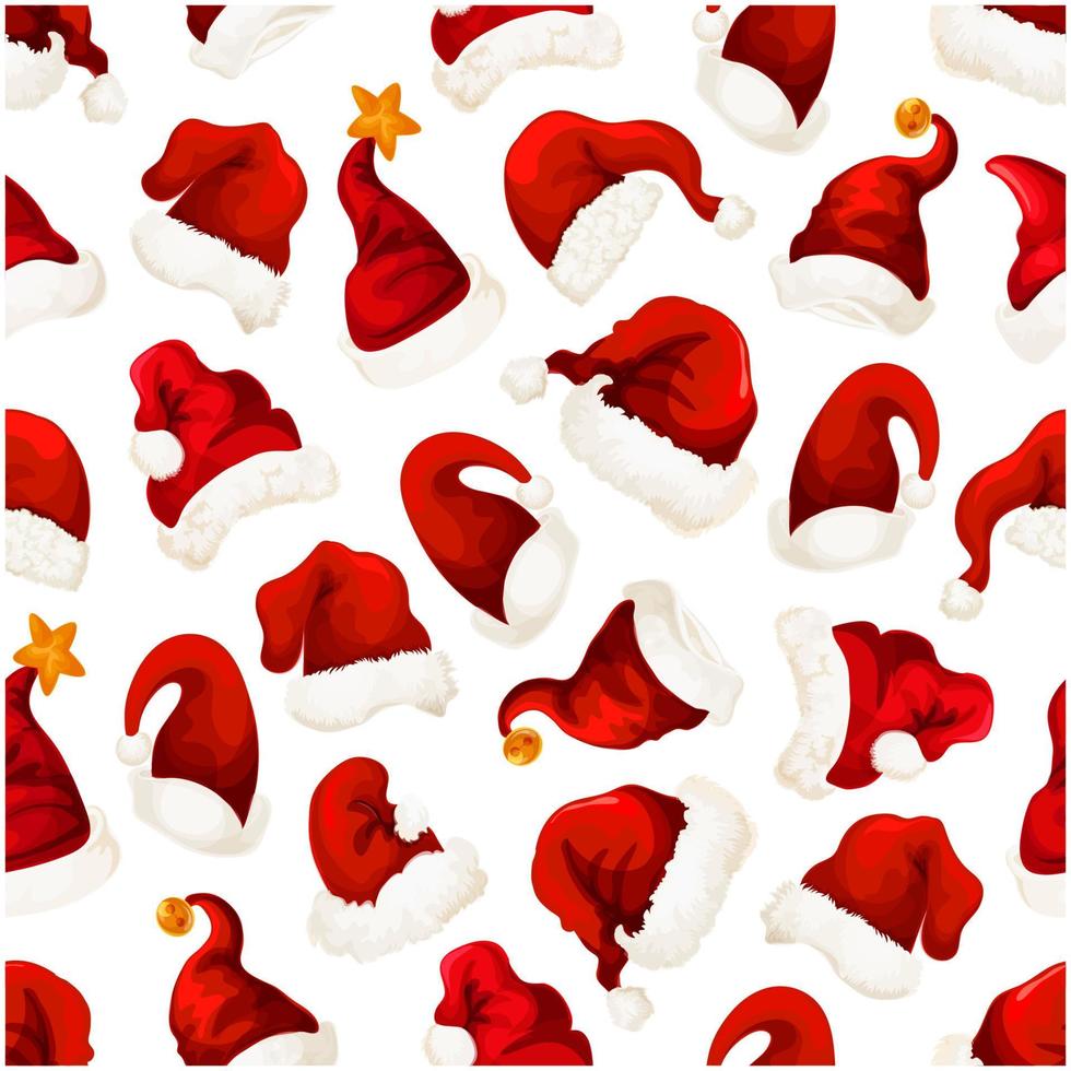 Santa red hats Christmas seamless pattern vector