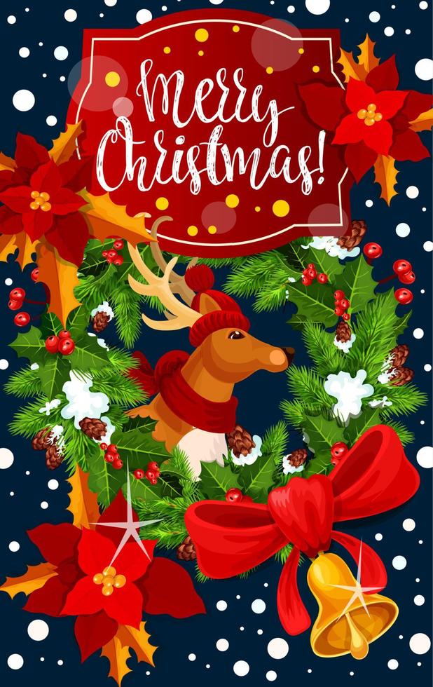 Christmas decoration wreath vector greeting card