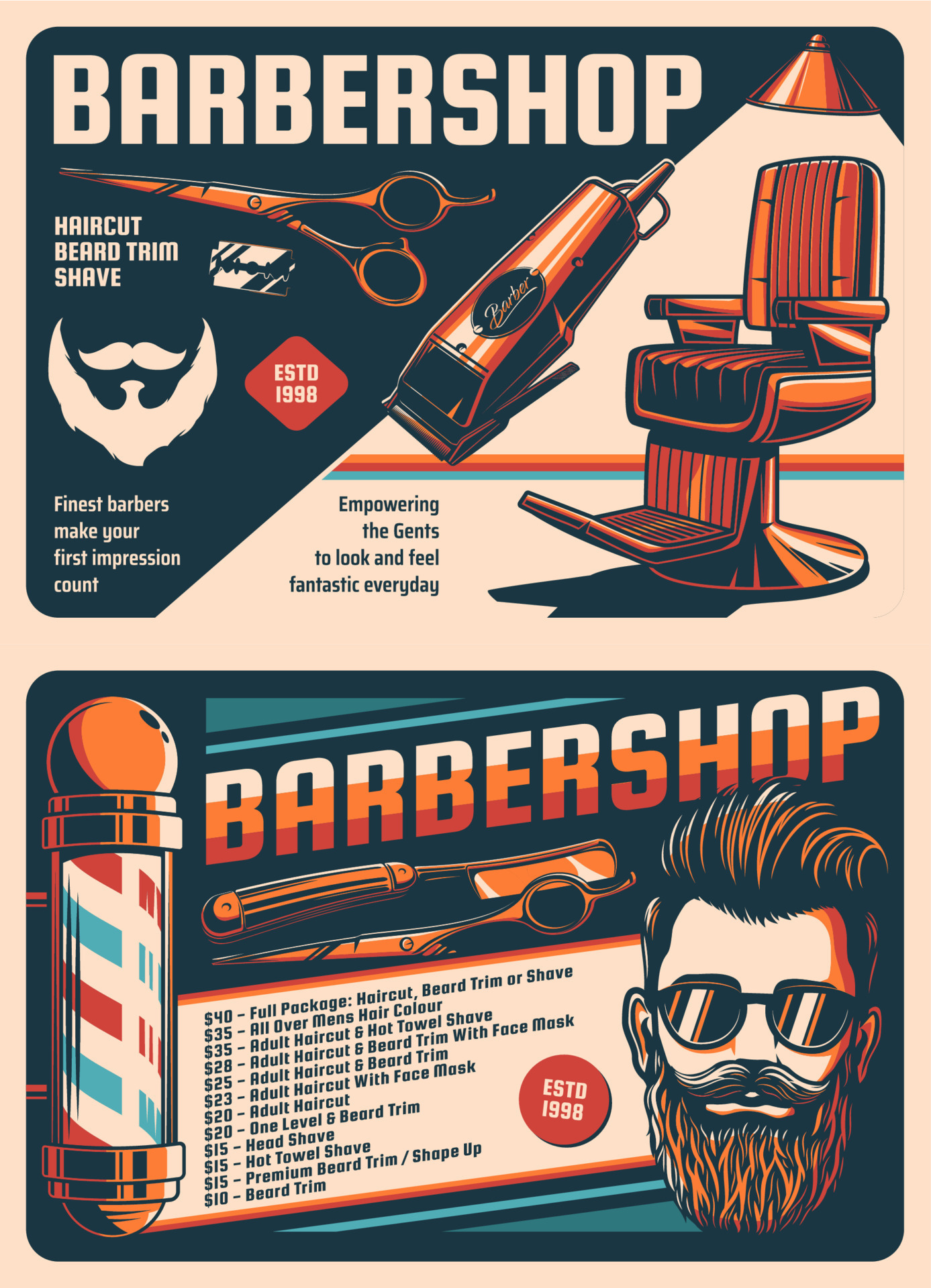 Barbershop and hairdressing salon retro posters 13212498 Vector Art at Vecteezy Barbershop and hairdressing salon retro posters 13212498 Vector Art at Vecteezy