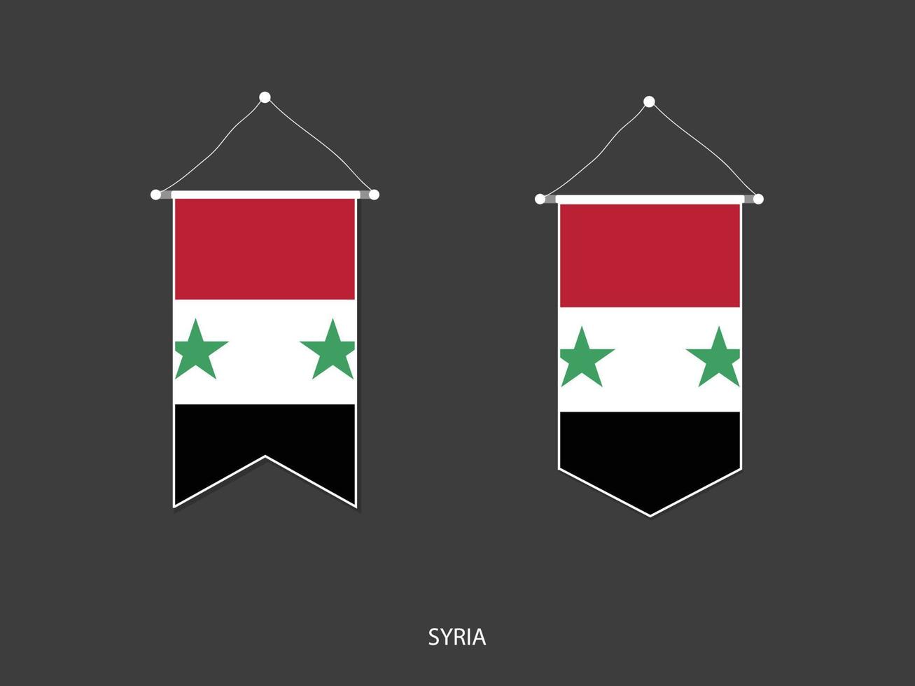 bandera siria en varias formas, vector de banderín de bandera de fútbol, ilustración vectorial.