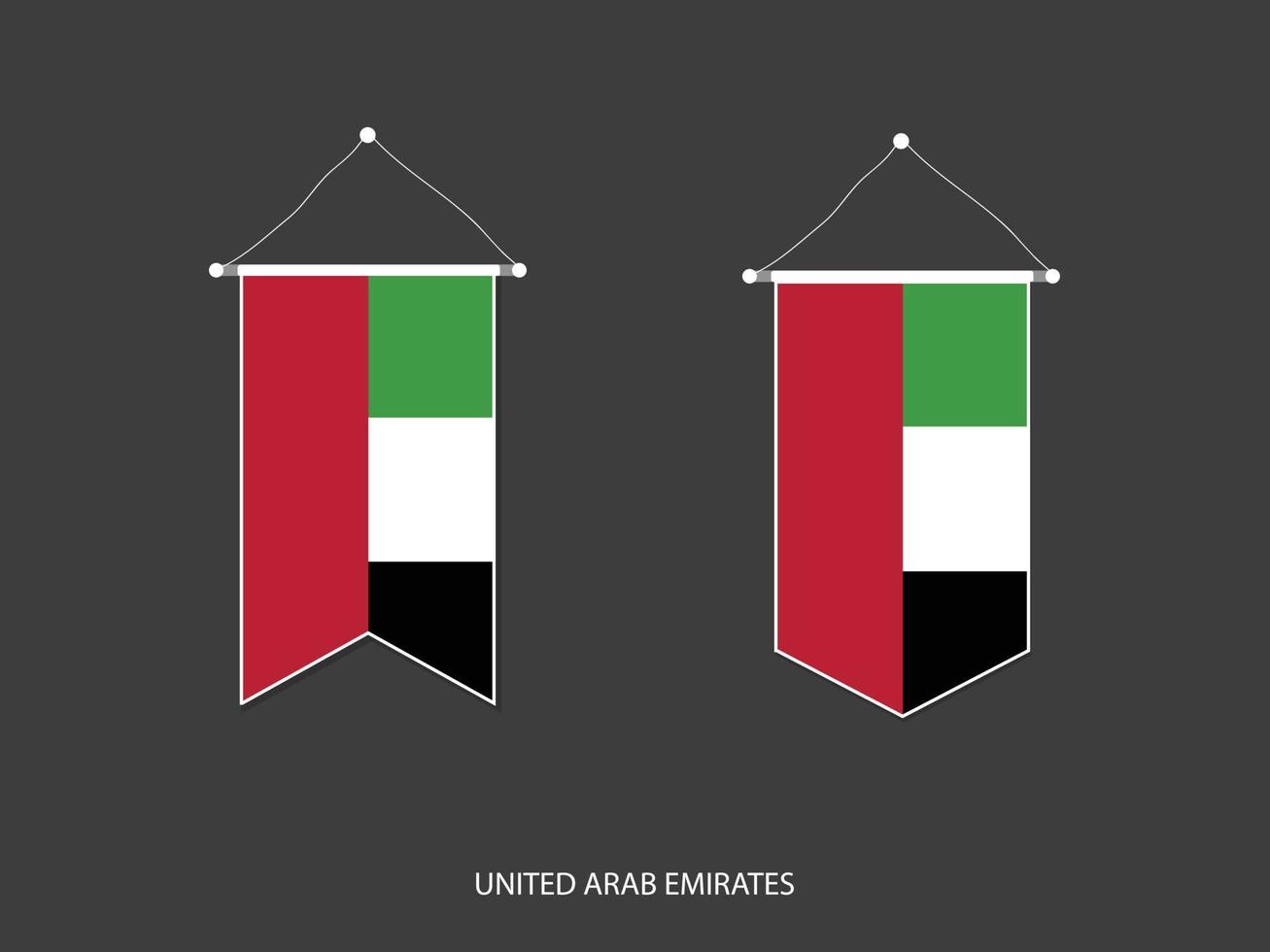 United Arab Emirates flag in various shape, Soccer Flag Pennant Vector ,Vector illustration.