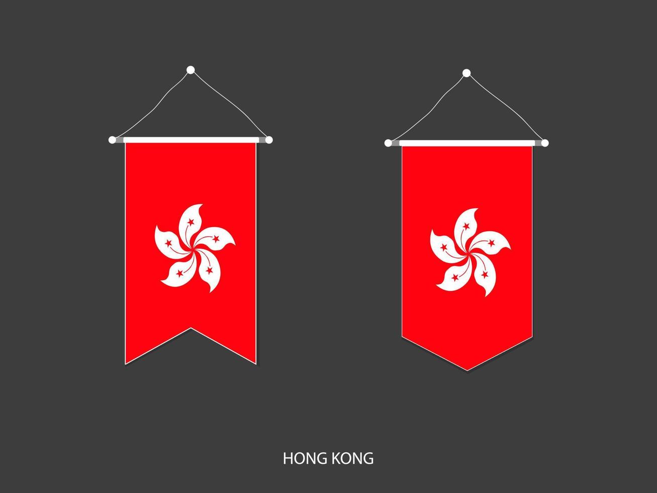 Hong Kong flag in various shape, Soccer Flag Pennant Vector ,Vector illustration.