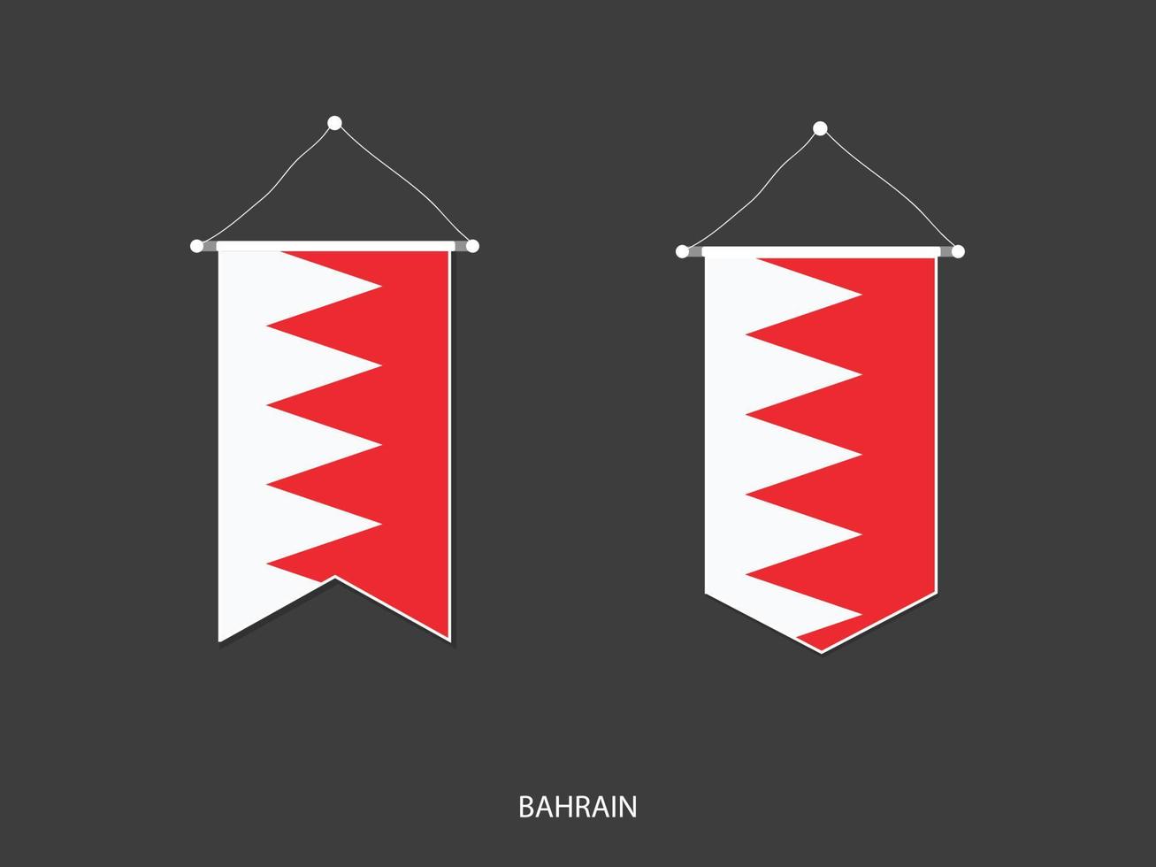 bandera de bahrein en varias formas, vector de banderín de bandera de fútbol, ilustración vectorial.