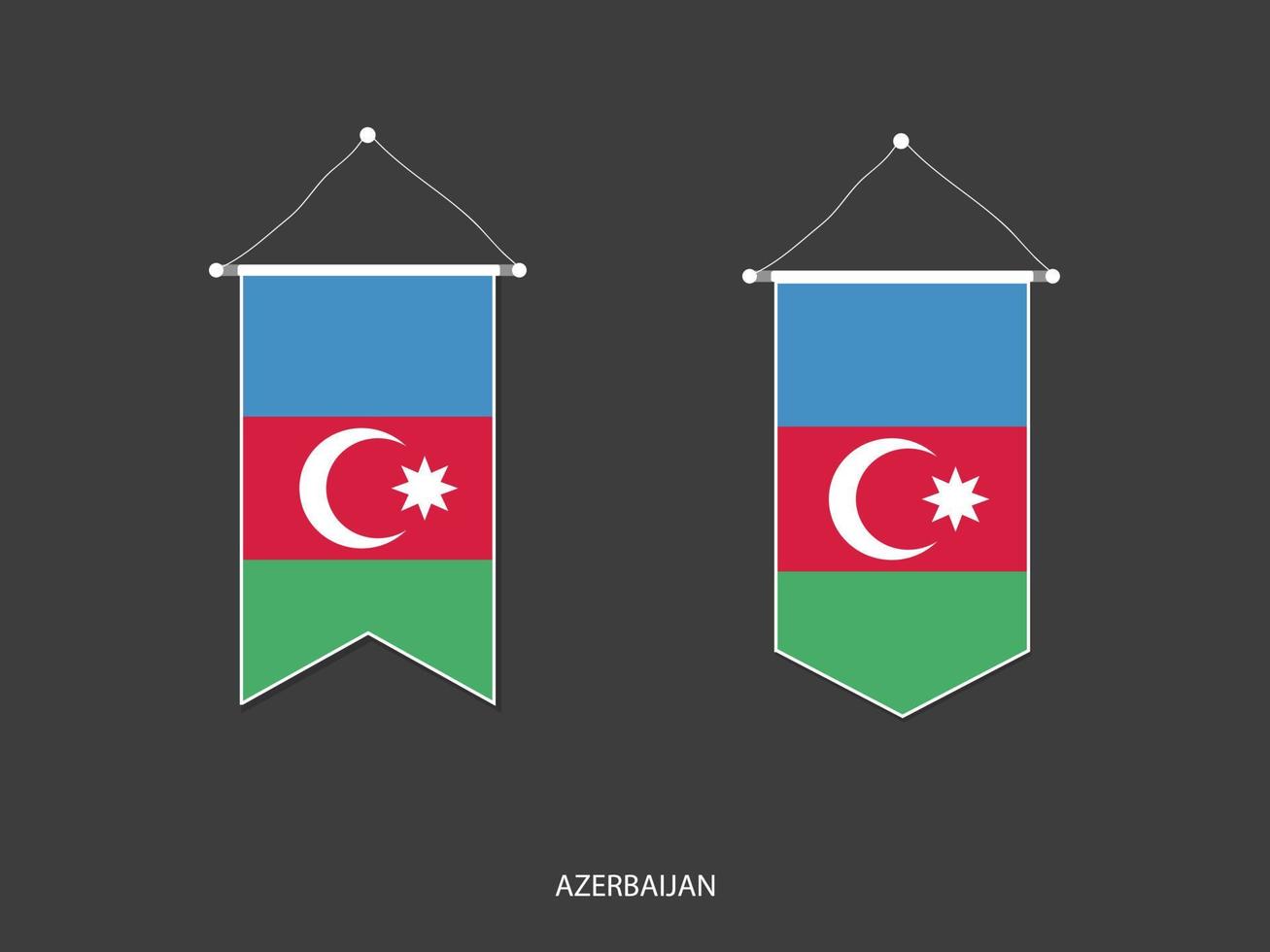 bandera de azerbaiyán en varias formas, vector de banderín de bandera de fútbol, ilustración vectorial.