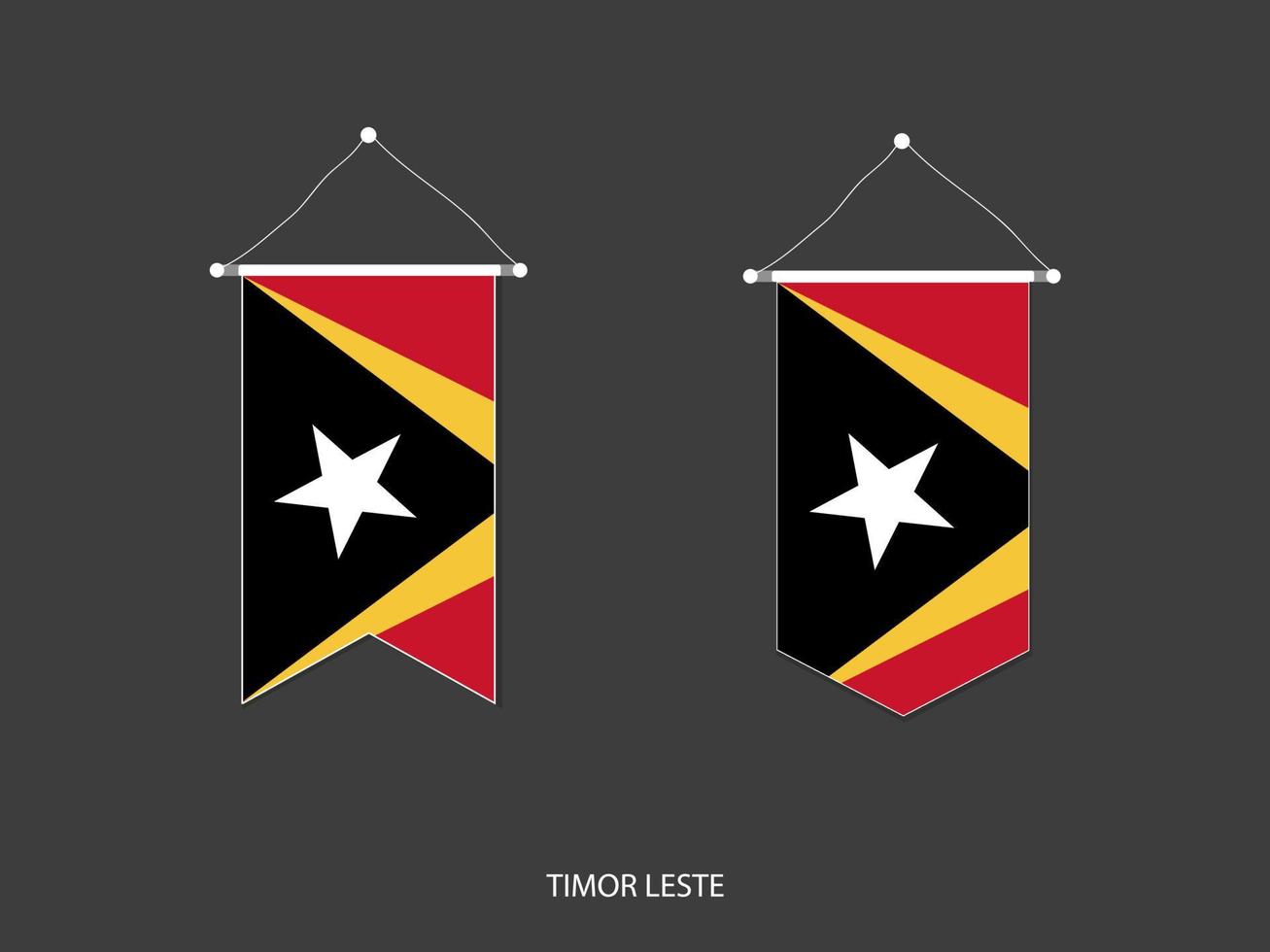 Timor Leste flag in various shape, Soccer Flag Pennant Vector ,Vector illustration.