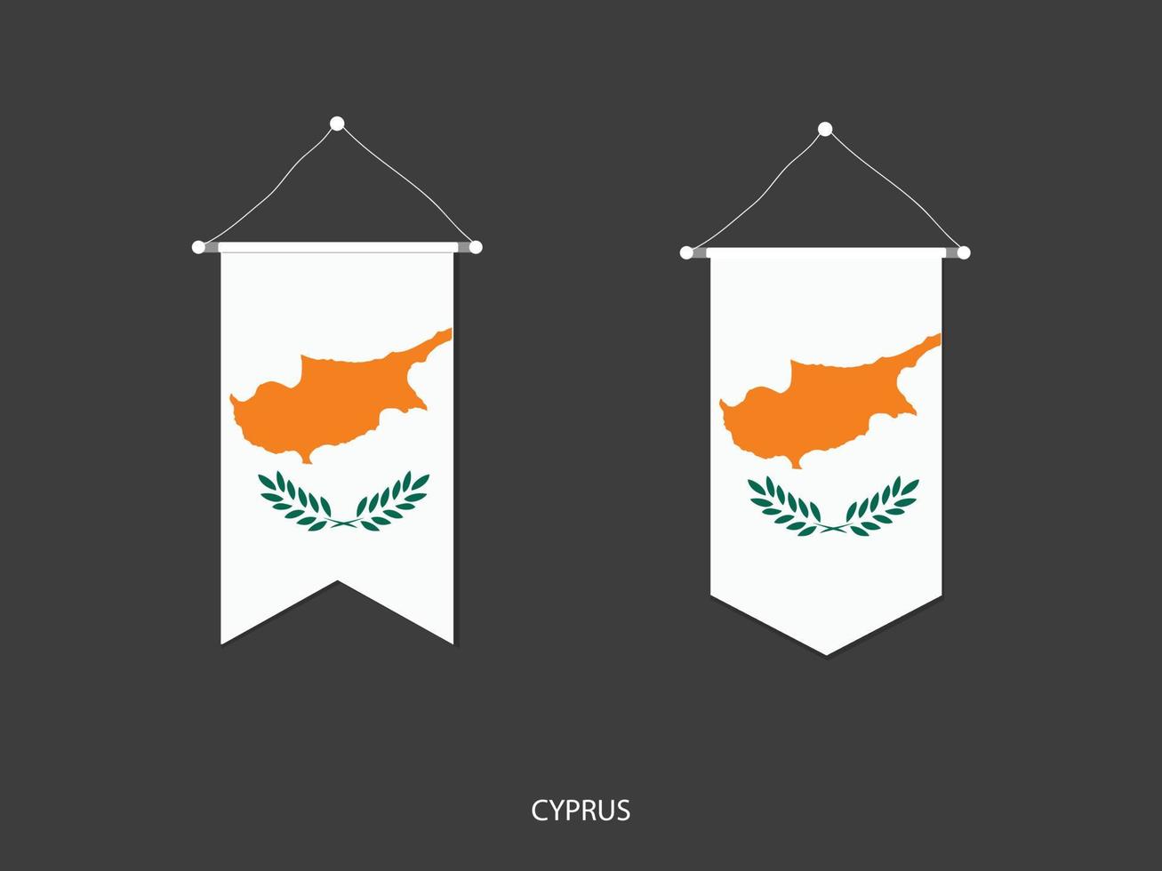 Bandera de Chipre en varias formas, vector de banderín de bandera de fútbol, ilustración vectorial.