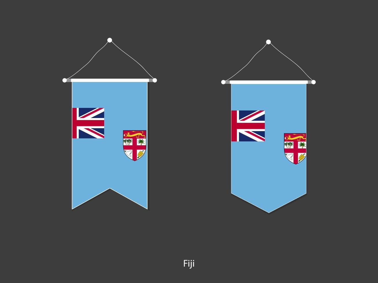 Fiji flag in various shape, Soccer Flag Pennant Vector ,Vector illustration.