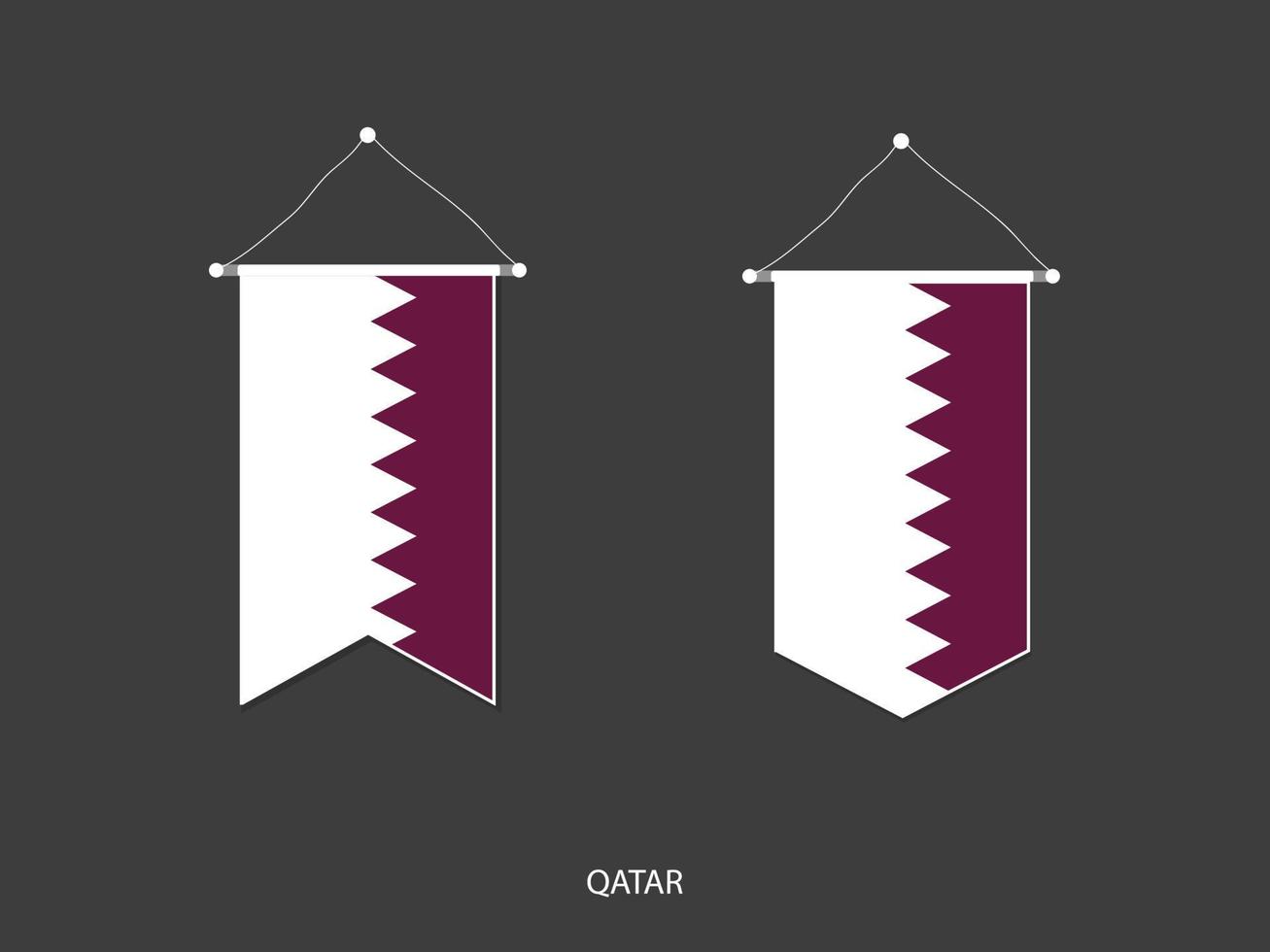 bandera qatar en varias formas, vector de banderín de bandera de fútbol, ilustración vectorial.