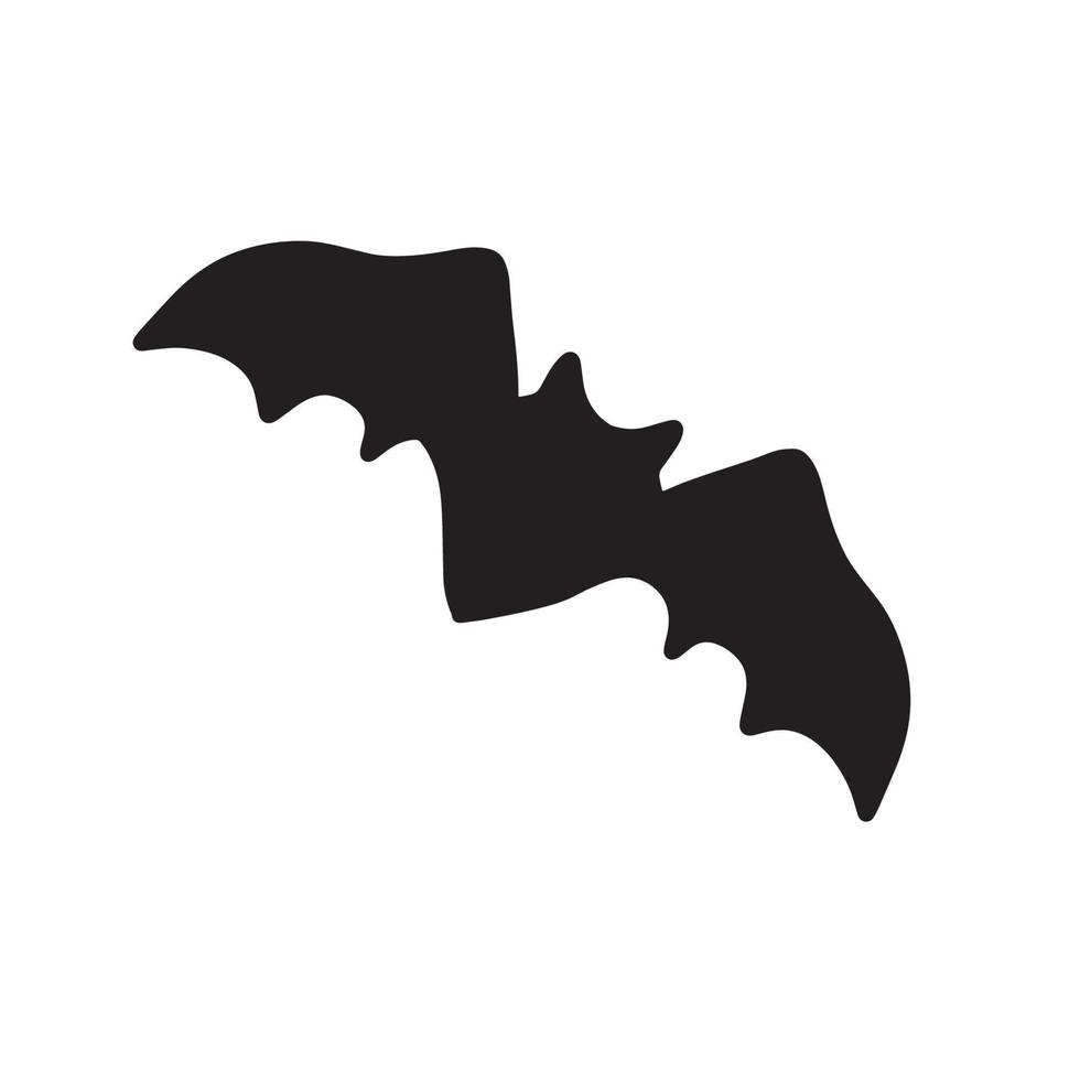 Bat silhouette with open wings. One of the symbols of the Halloween holiday on a black background. vector