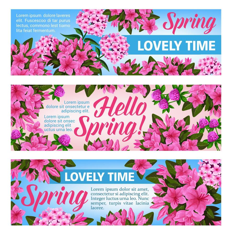 Pink flower banner of Spring Season holiday design vector