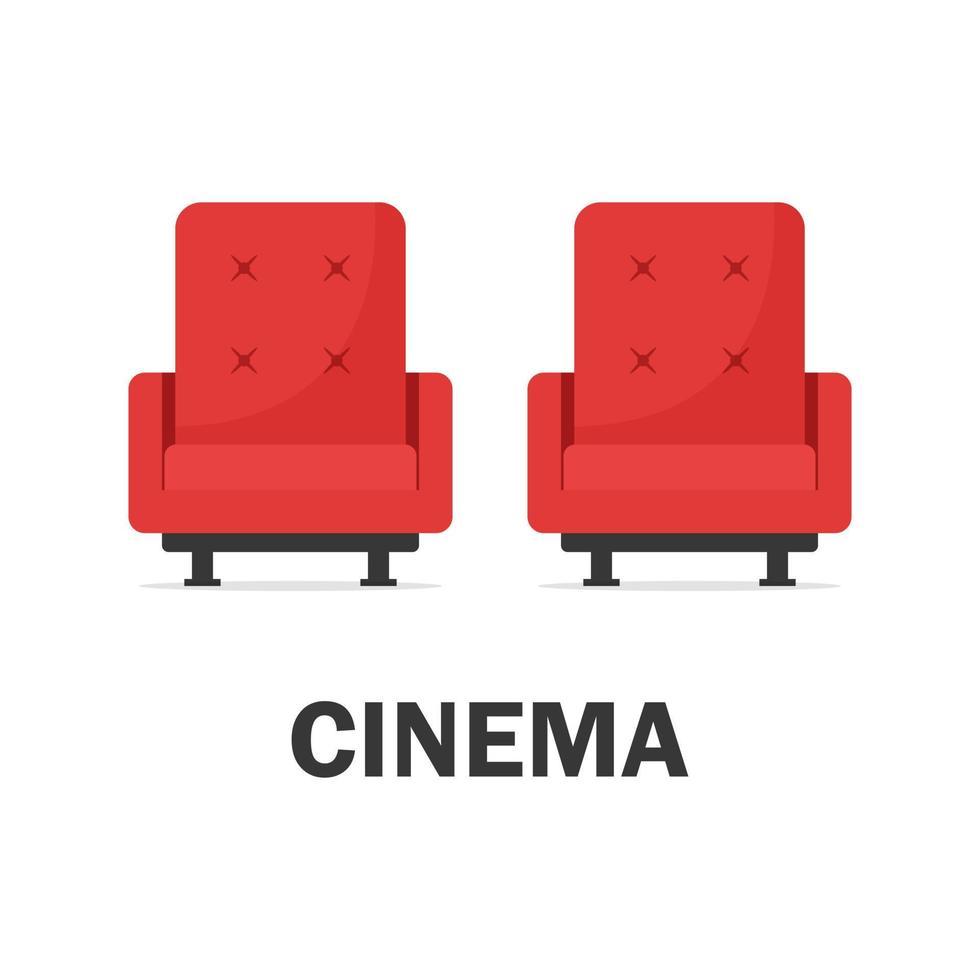 Auditorium and two red comfortable armchairs in the cinema vector