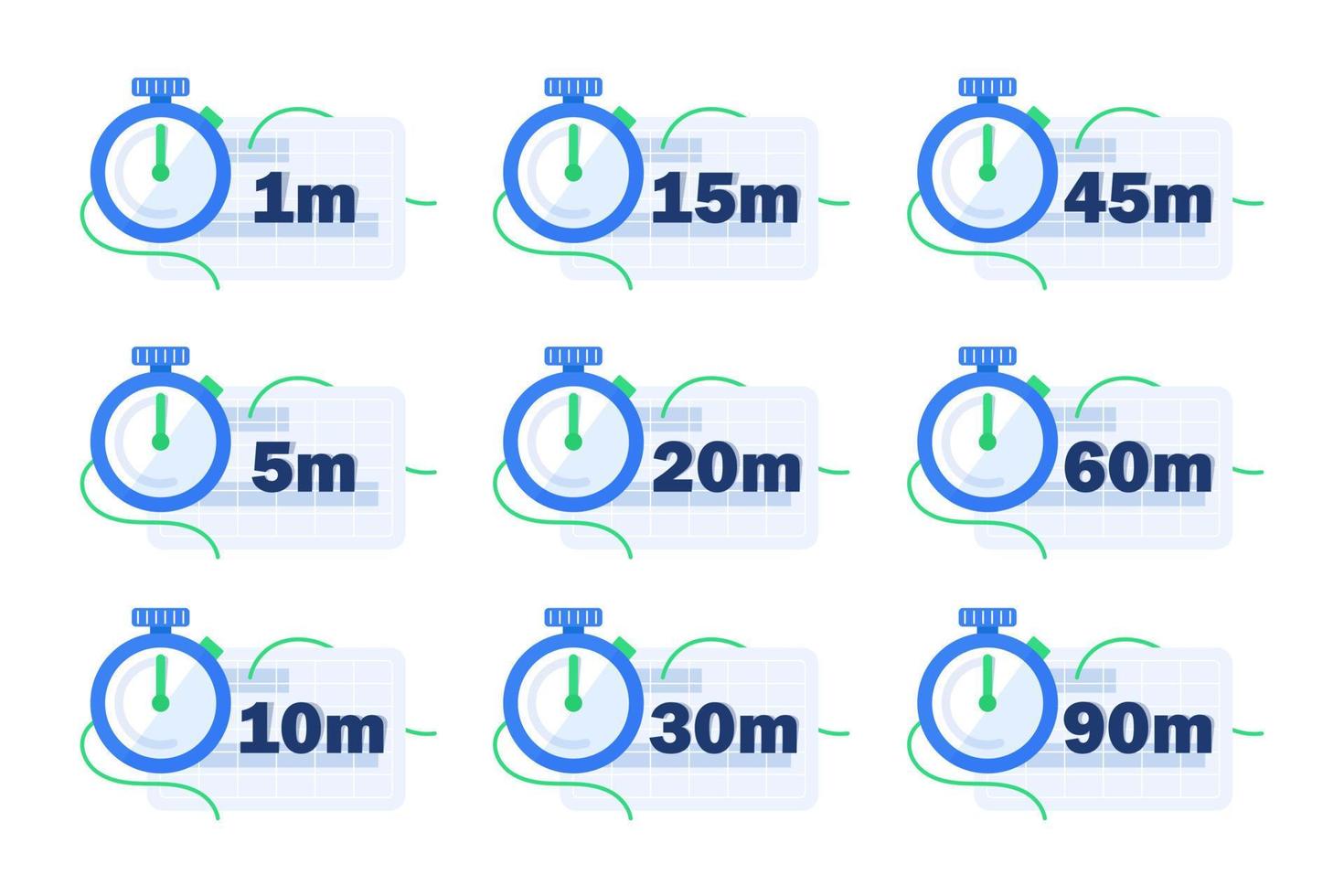 Timer, clock, stopwatch isolated set icons. Label cooking time. Vector illustration