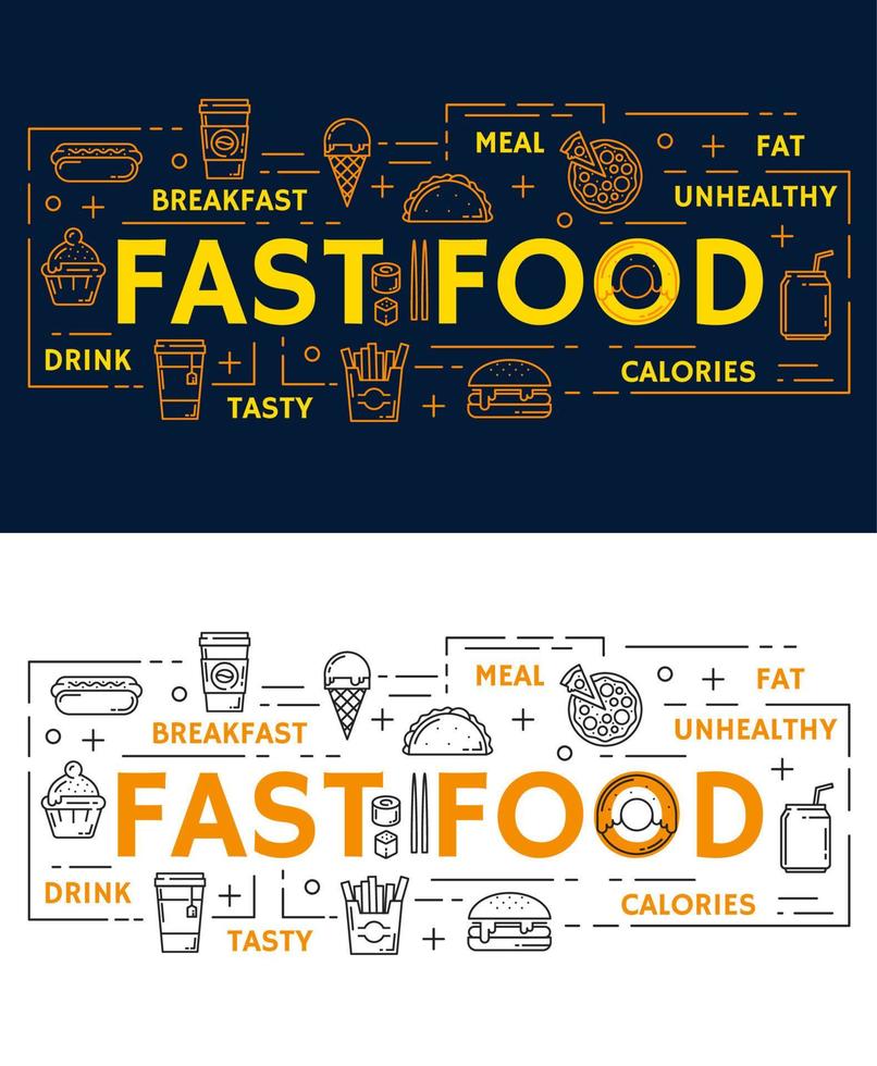 pancartas vectoriales con comida rápida vector