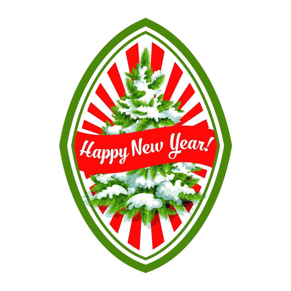 Happy New Year Christmas tree vector icon