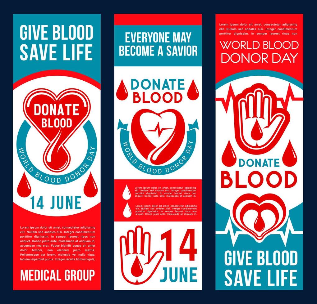 banners de vector de donación de sangre