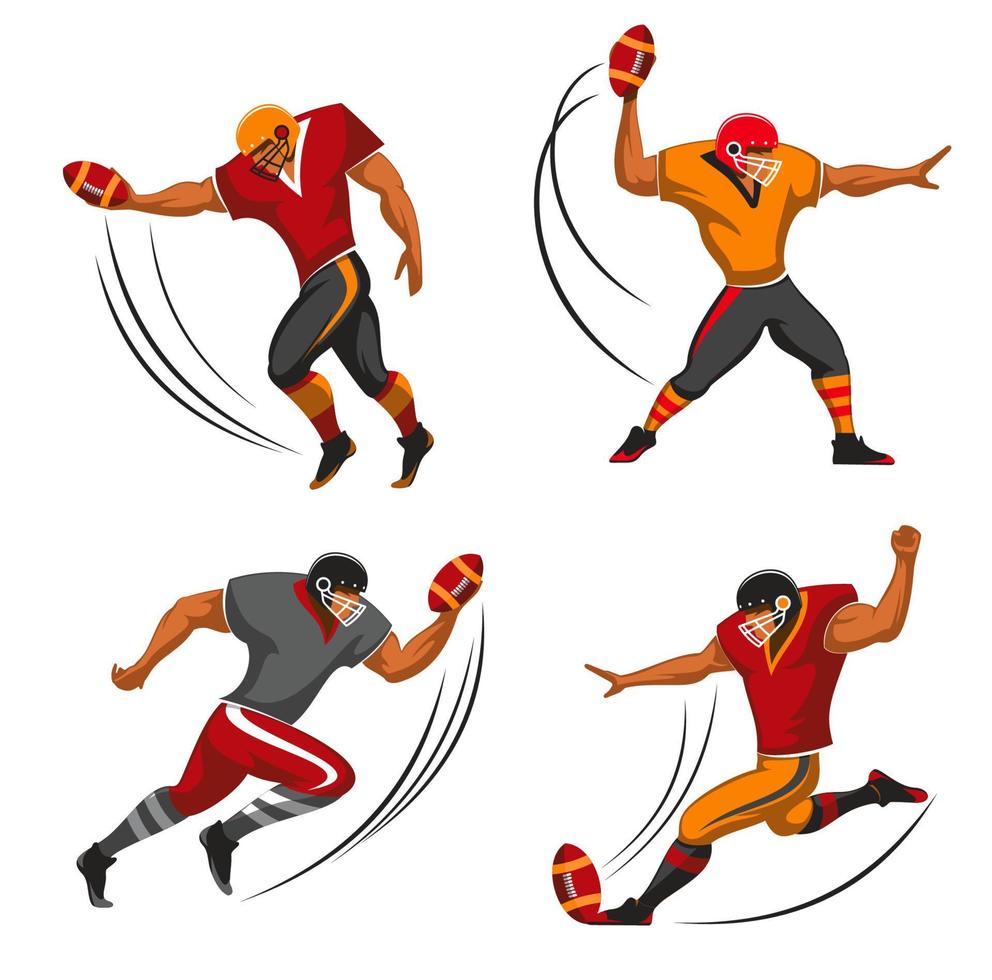 American football players, rugby team positions vector