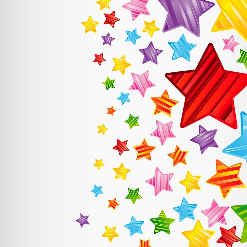 Colorful striped stars background, abstract vector design pattern, bright elements on a white background.