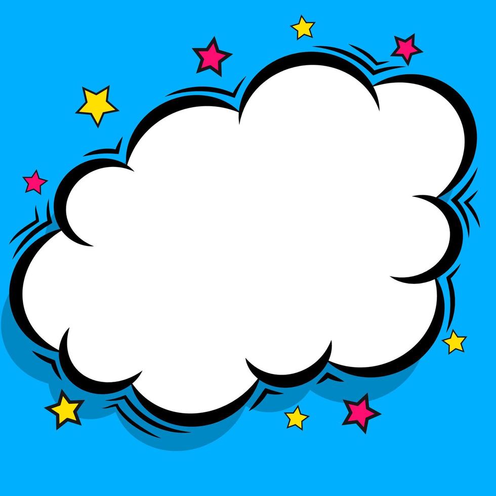 Retro comic design cloud. Flash explosion speech bubbles. Pop art vector elements.