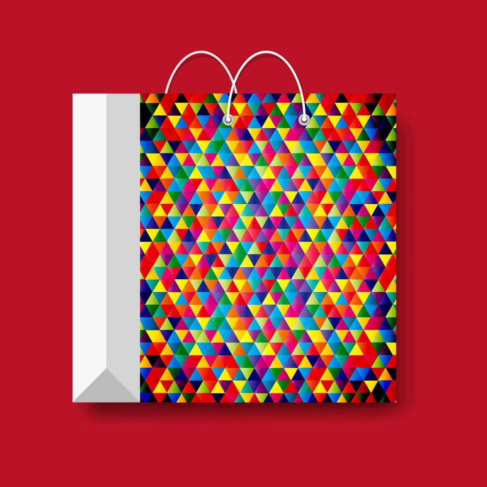 bolsa de papel de compras, símbolo de marketing vectorial aislado en un fondo rojo. vector