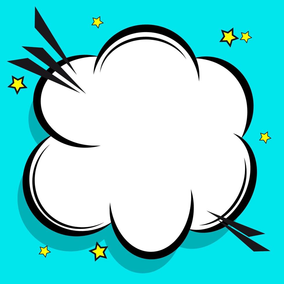 Retro comic design cloud. Flash explosion speech bubbles. Pop art vector elements.