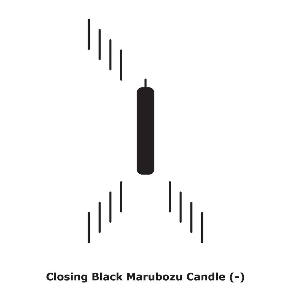 Closing Black Marubozu Candle - White and Black - Round vector