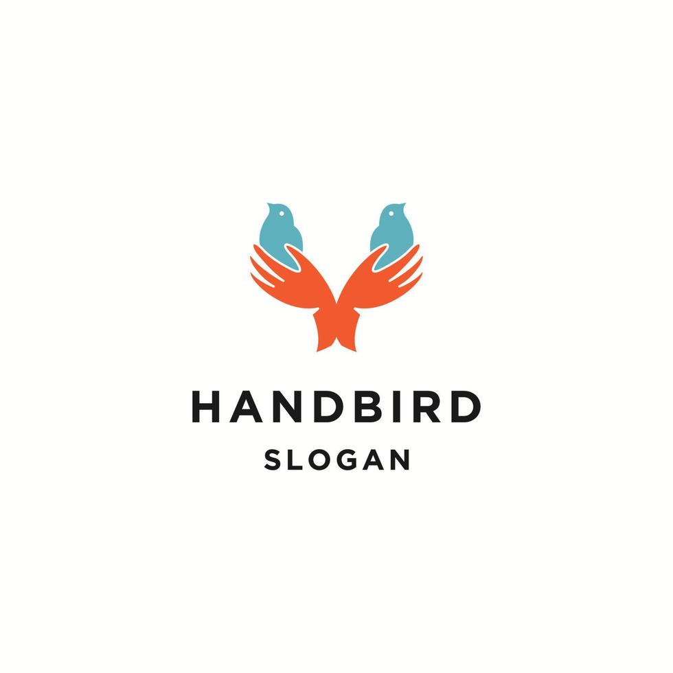 Hand bird logo icon flat design template vector