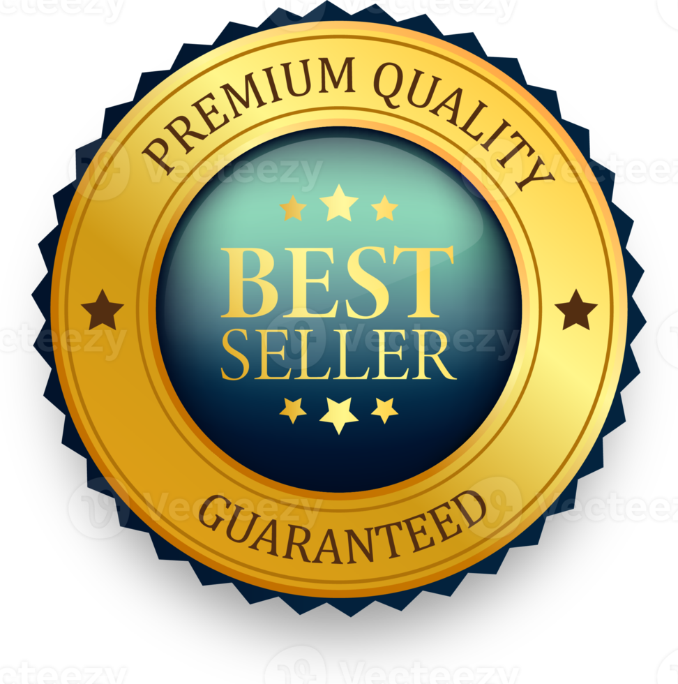 Realistic golden best seller labels and badges. Silver labels and