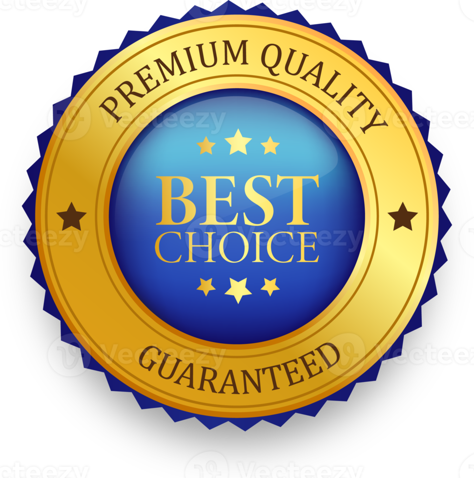 Realistic golden best choice labels and badges. Silver labels and badges of seal quality product illustration. png