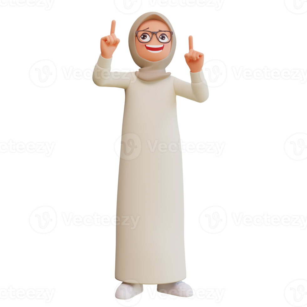 3d render muslim woman cartoon illustration png