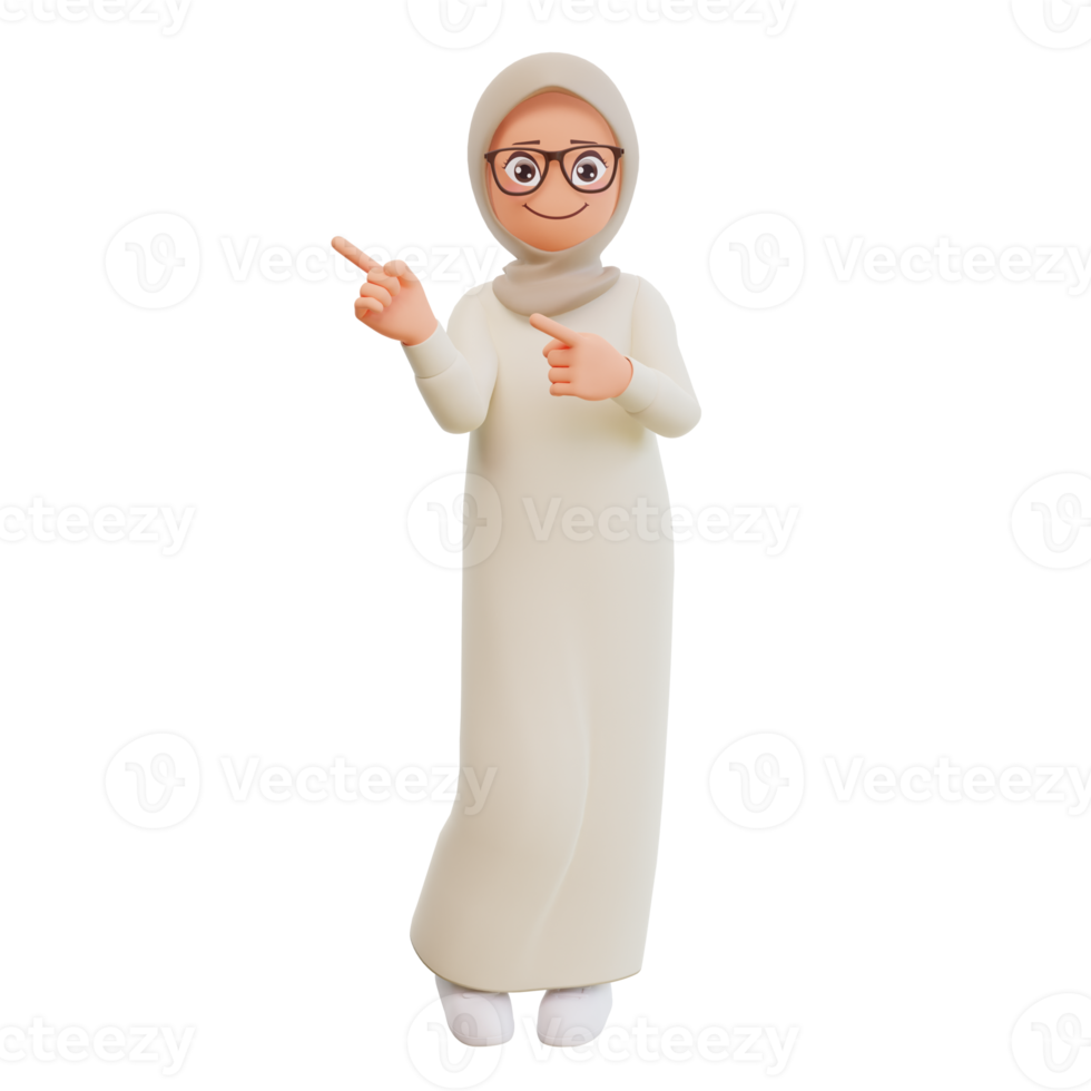 3d render muslim woman cartoon illustration png