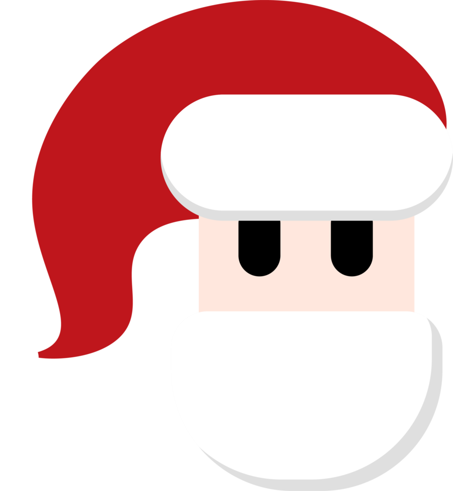 Cute Santa face, flat style. cartoon santa claus at christmas png