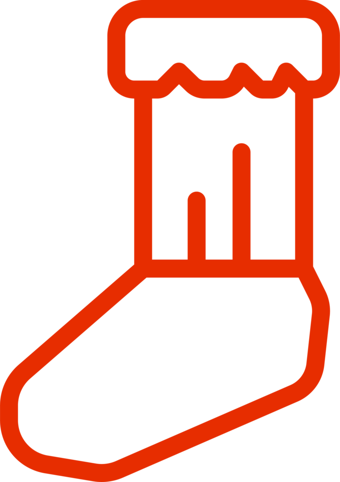 icon Red socks. Santa Claus costume. Winter clothes, New Year's and Christmas festivals. png