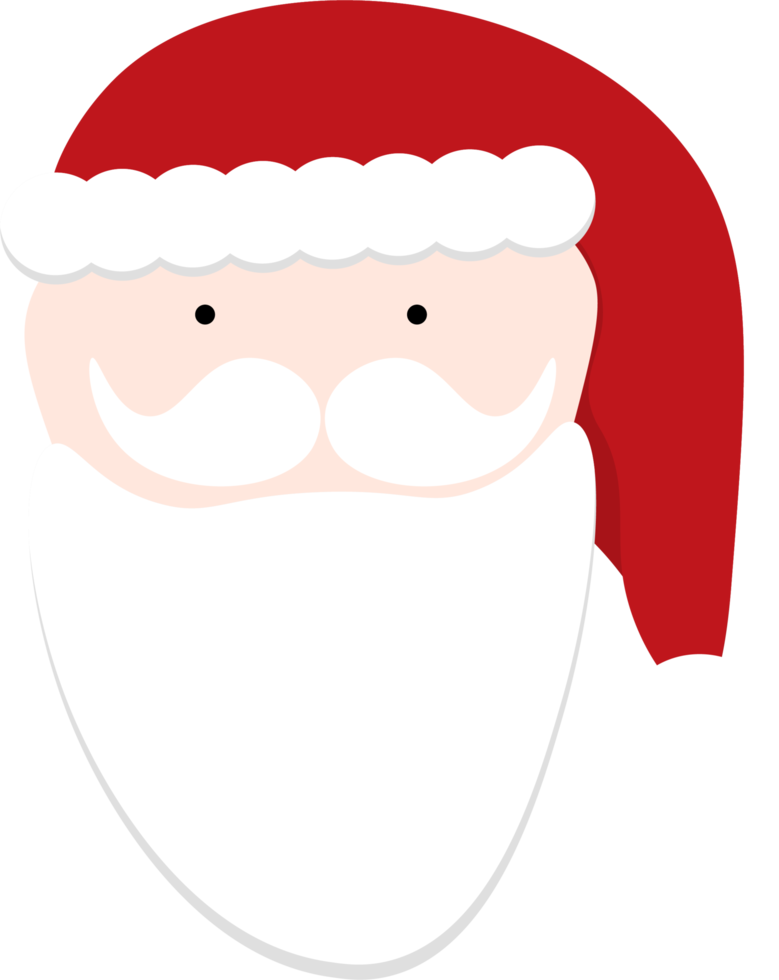 Cute Santa face, flat style. cartoon santa claus at christmas png