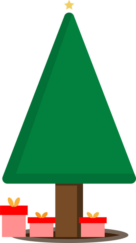 Flat Christmas tree. Pine trees decorated with beautiful lights. For a New Year's Winter Party png