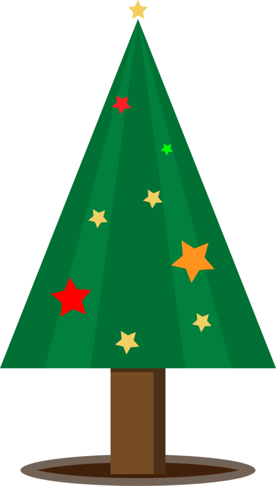 Flat Christmas tree. Pine trees decorated with beautiful lights. For a New Year's Winter Party png