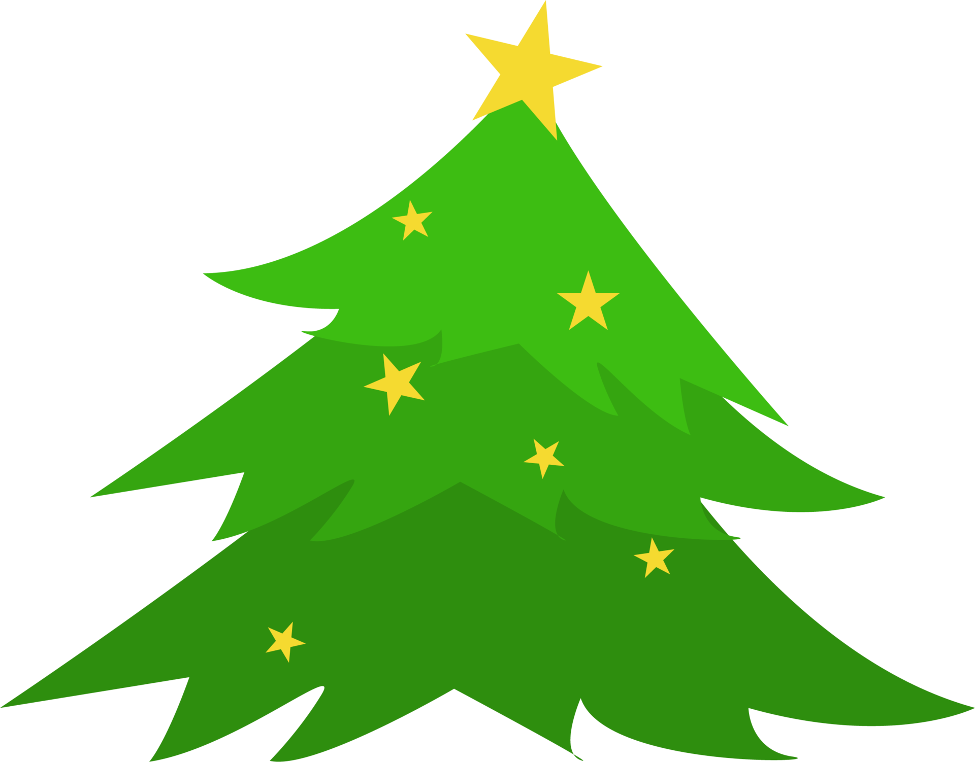 Flat Christmas tree. Pine trees decorated with beautiful lights. For a