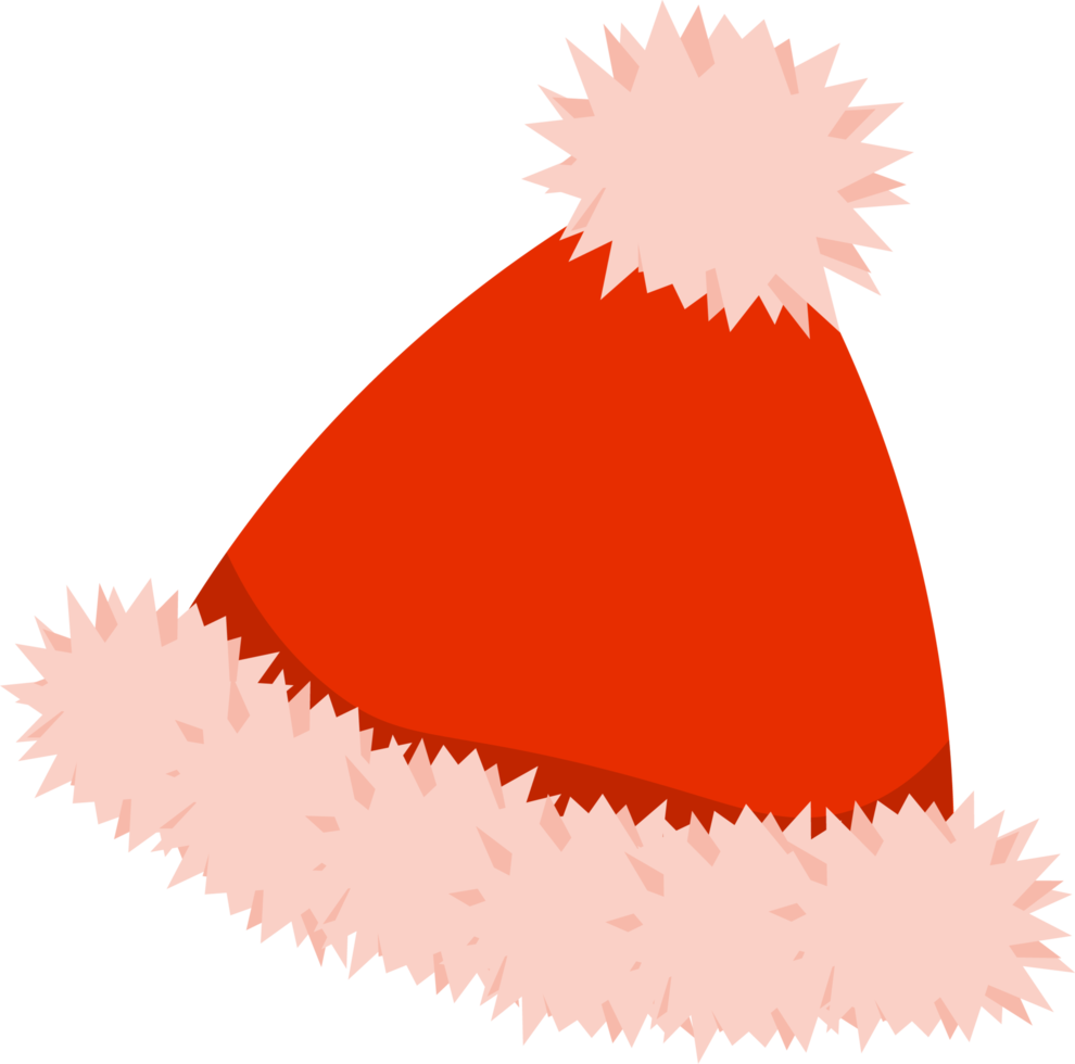 sombrero de santa rojo plano. accesorios para disfraces de papa noel. ropa de invierno png