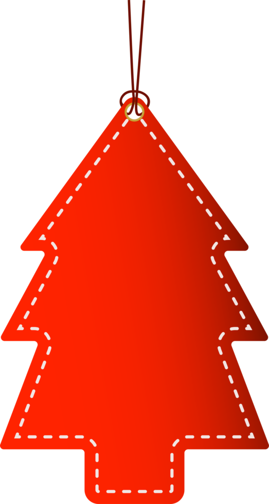 Blank red label for sale. Christmas tree shape. Offers, discounts or special prices. Christmas and New Year promotion ideas png