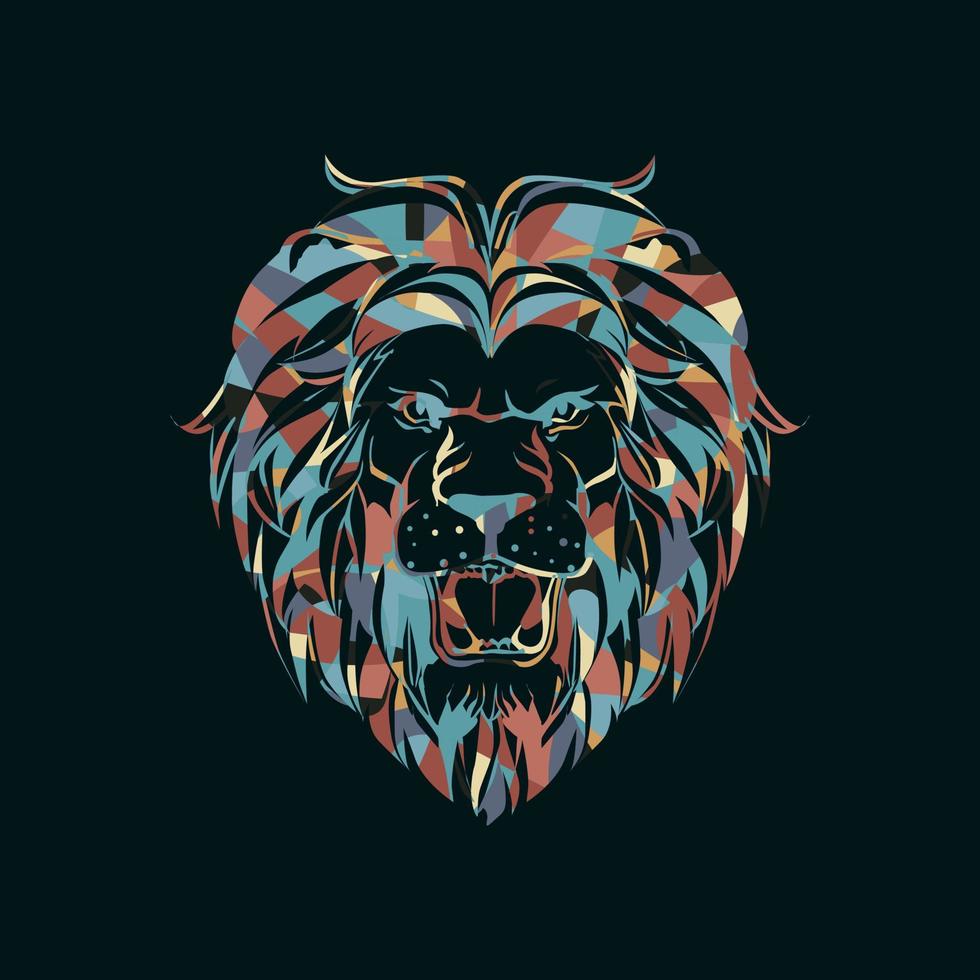 Lion head animals pop art colorful vector